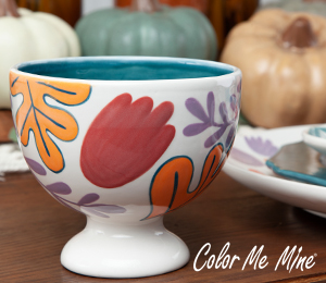 Color Me Mine Scottsdale Floral Pedestal Bowl