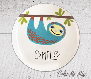 Color Me Mine Scottsdale Sloth Smile Plate