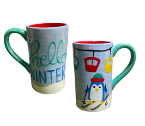 Color Me Mine Scottsdale Skiing Penguin Mug